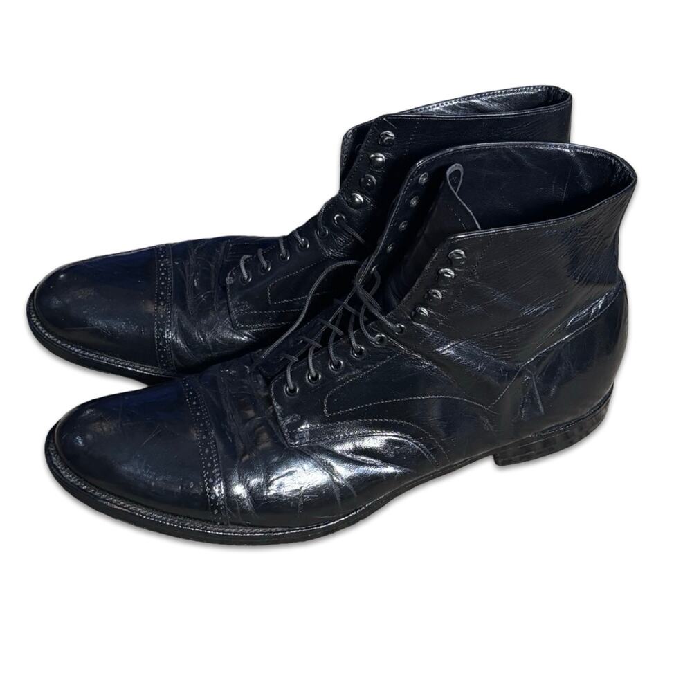 Stacy Adams Madison Black Cap Toe Lace Up Ankle Boots Leather Men Classic Formal